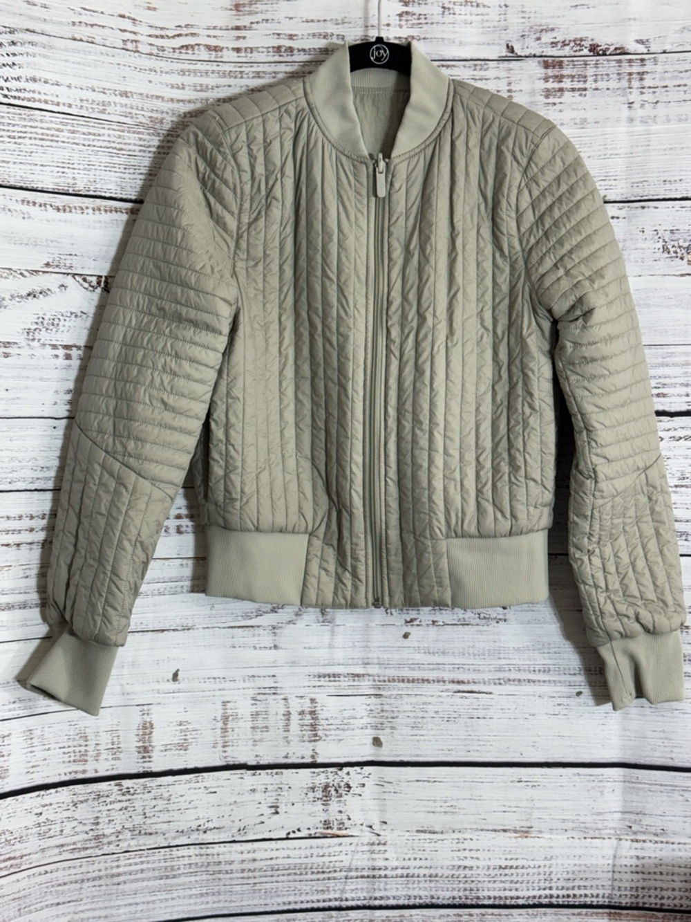 lululemon jacket womens Sz 2 none stop reversible Zip Up Cotton Bomber Raw linen